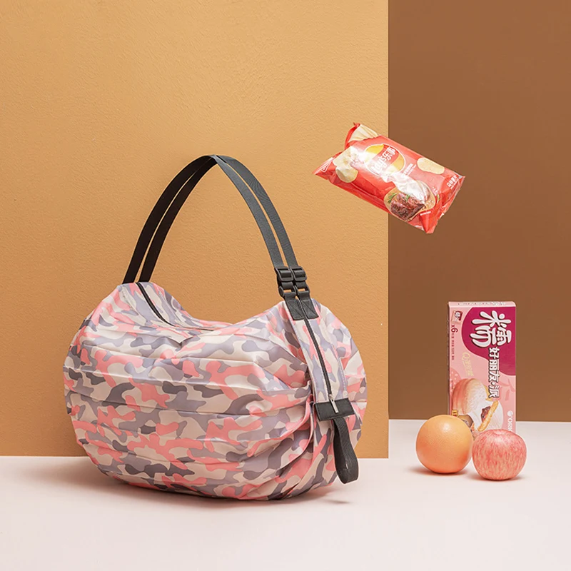 

Foldable shopping bag travel one-shoulder beach bag large capacity thickened portable canvas bag supermarket storage bag