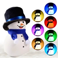 cartoon led colorful snowman silicone lamp rechargeable bedroom bedside decoration atmosphere light childrens christmas gifts