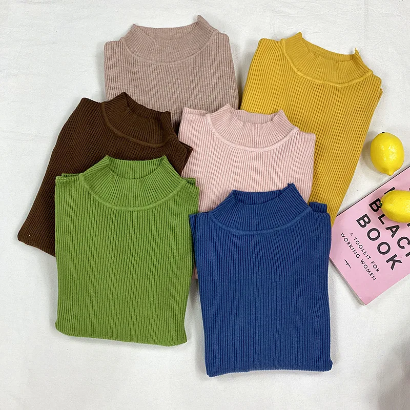 

Heliar Women Turtelneck Sweater Solid Winter Sweater Pullovers Warm Cashmere Warm Knit O-neck Jumpers Women Casual Sweater