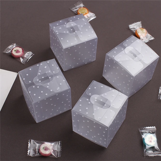 50pcs PVC Square Candy Box Packaging Wedding Souvenir Favor Chocolate Candy Apple Gift Event Frosted Transparent Case Gift Box