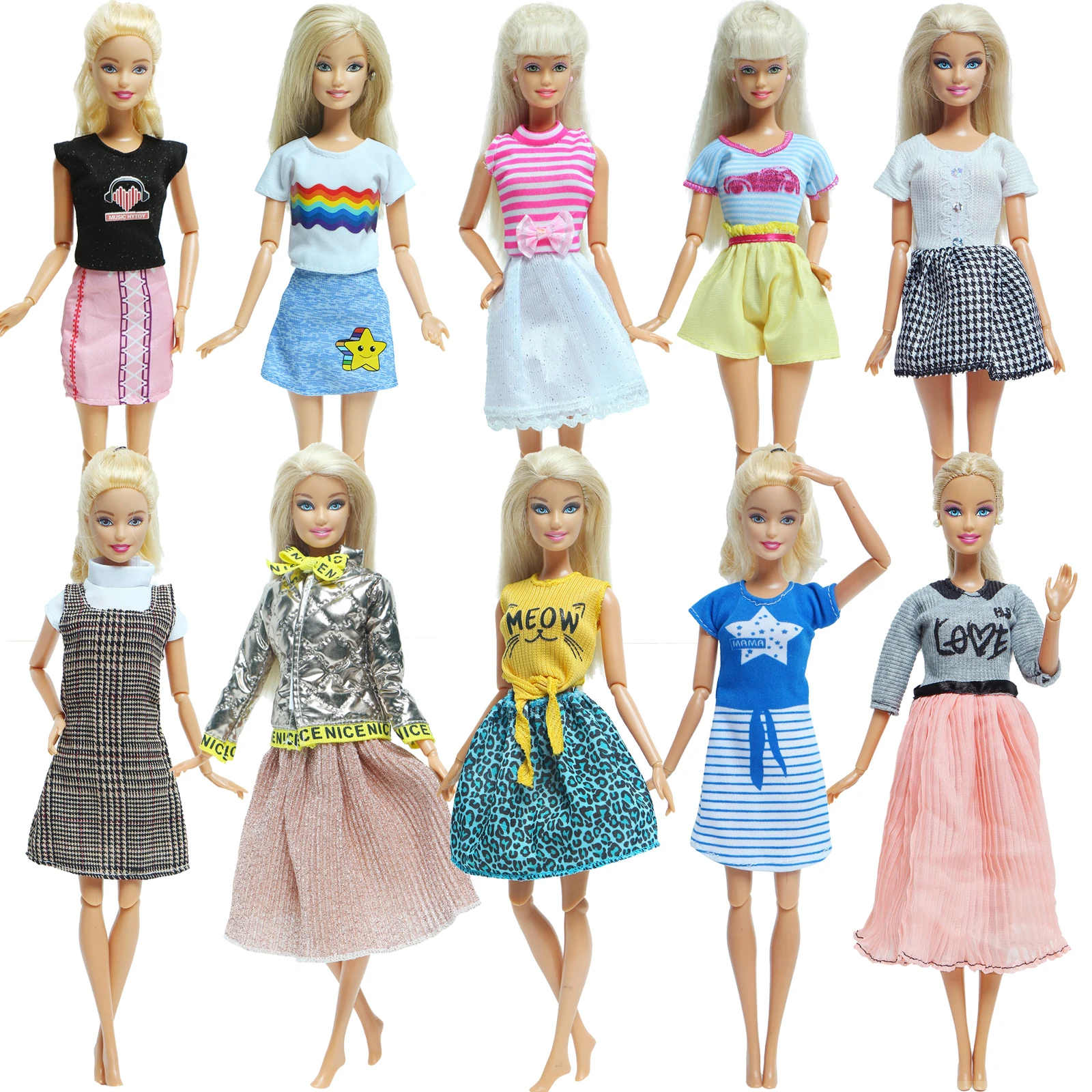 Один комплект синий наряд для куклы милая рубашка повседневная одежда длинные