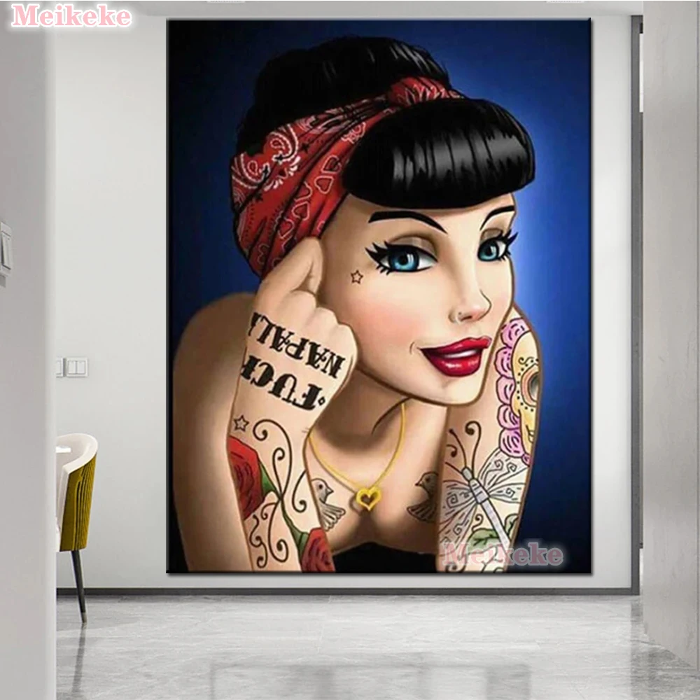 5D Набор для рукоделия "Девушка с татуировкой" с бриллиантами и крестиком в технике мозаика 3D вышивки с ринестонами для домашнего декора и подарков.