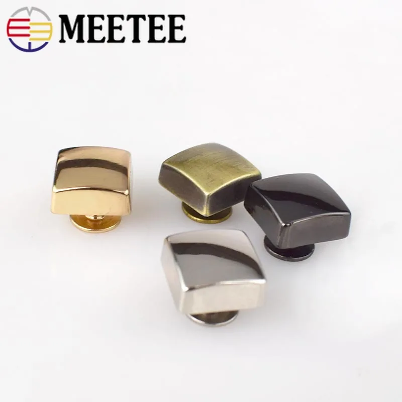 Meetee 10/30 шт. 12*12 мм металлическая сумка Пряжка квадратные заклепочные винты пряжки