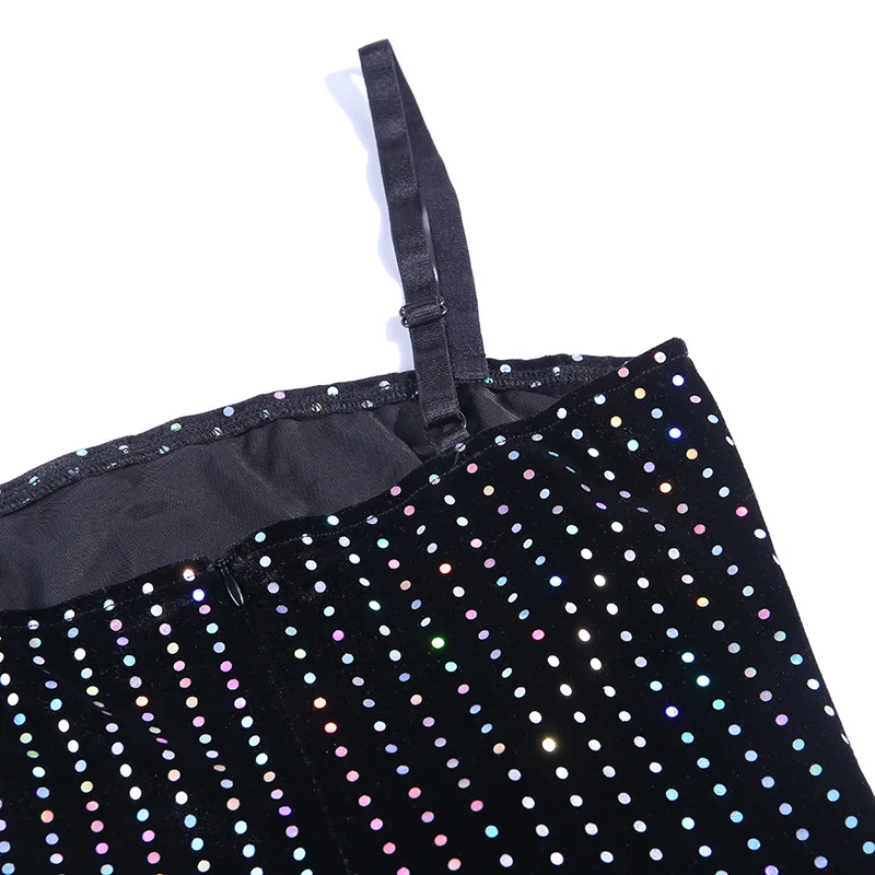 Яркое мини-платье в горошек с блестками сексуальное облегающее для ночного клуба