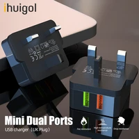 ihuigol 2 1a uk dual usb charger adapter mobile phone charger fsat charging for iphone 11 pro 11 xs samsung xiaomi wall chargers