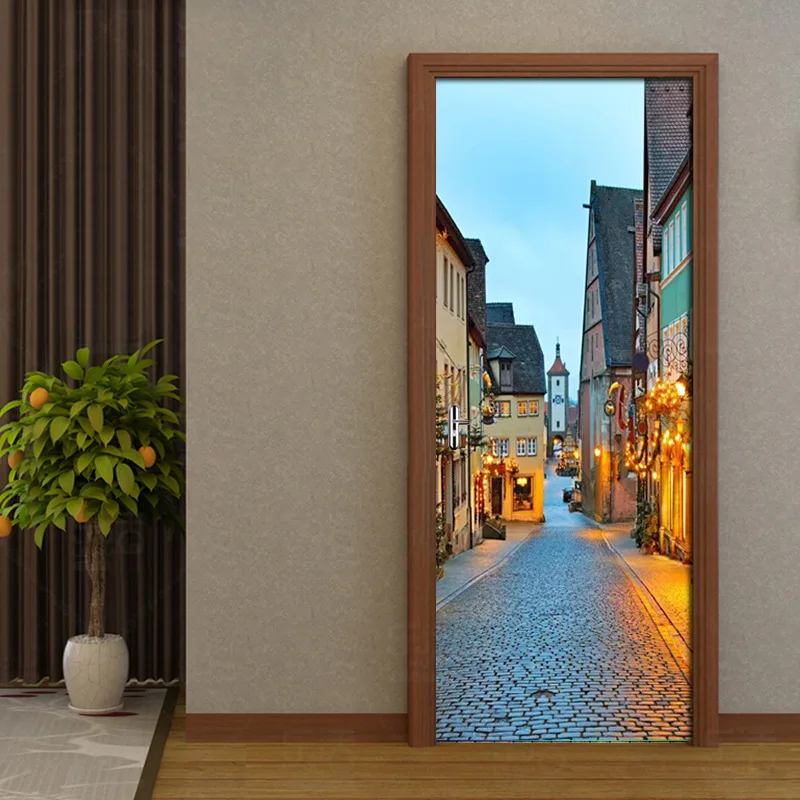 Европейский город городского пейзажа двери наклейки с пейзажем для детский