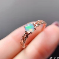 fine jewelry 925 sterling silver inlaid with natural gemstone womens popular elegant round white opal ring support detection