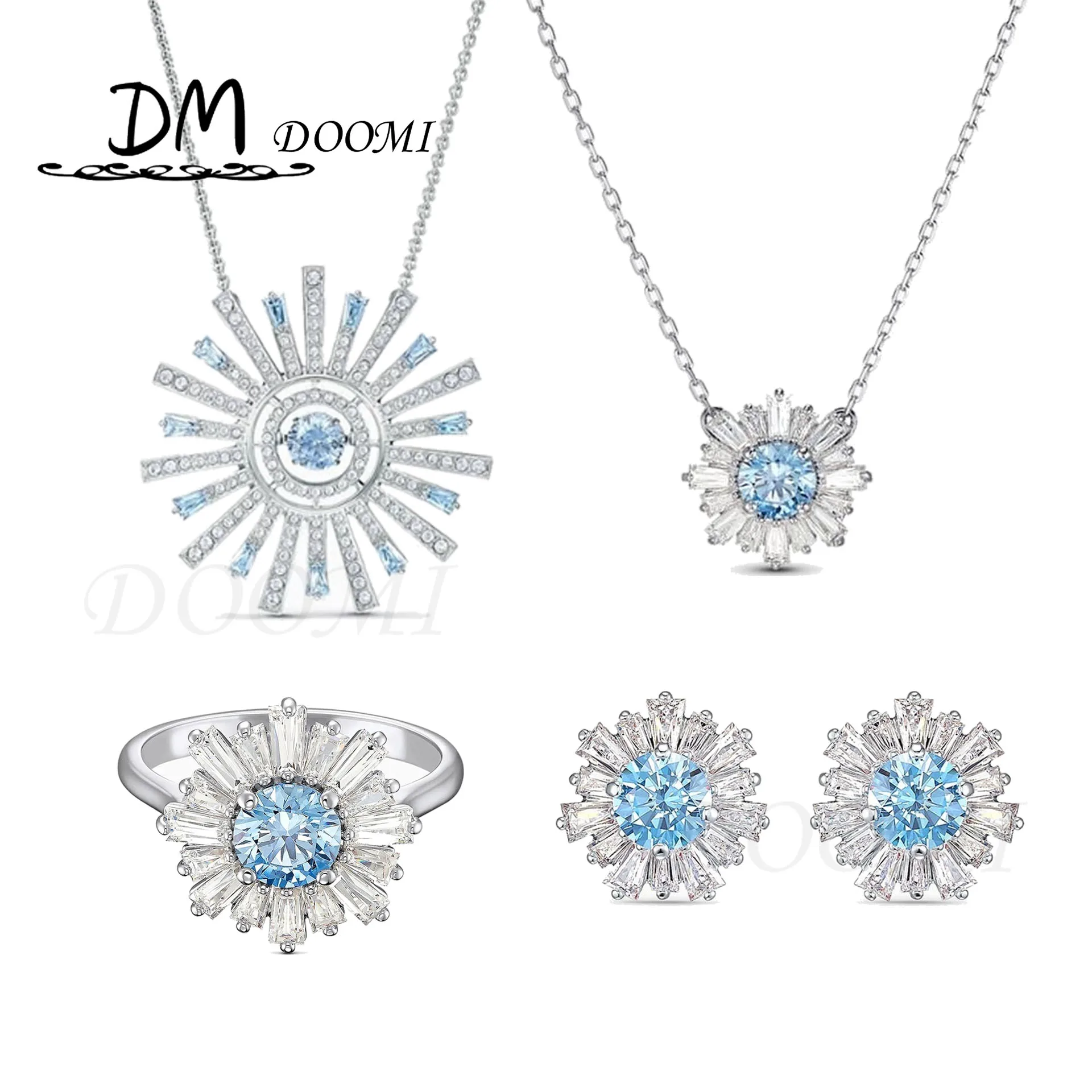 

Fashion jewelry SWA 1:1 Exquisite Charm New Sunshine Sun Flower Dancing Crystal Women Necklace Romantic Gift