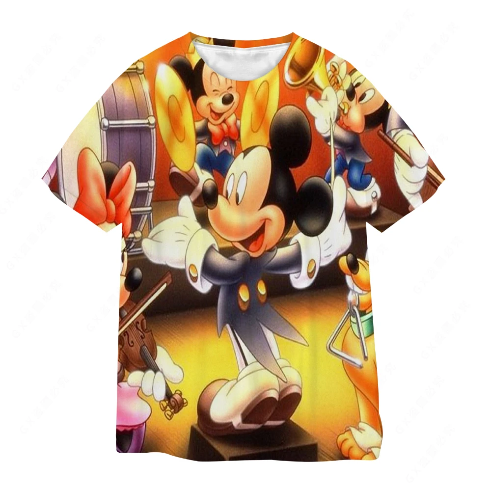 

Summer Leisure New Disney Fashion Cute Kawaii Oversized Girl T-shirt 3D Printing Mickey Mouse Male T-shirt Minnie Cartoon Top