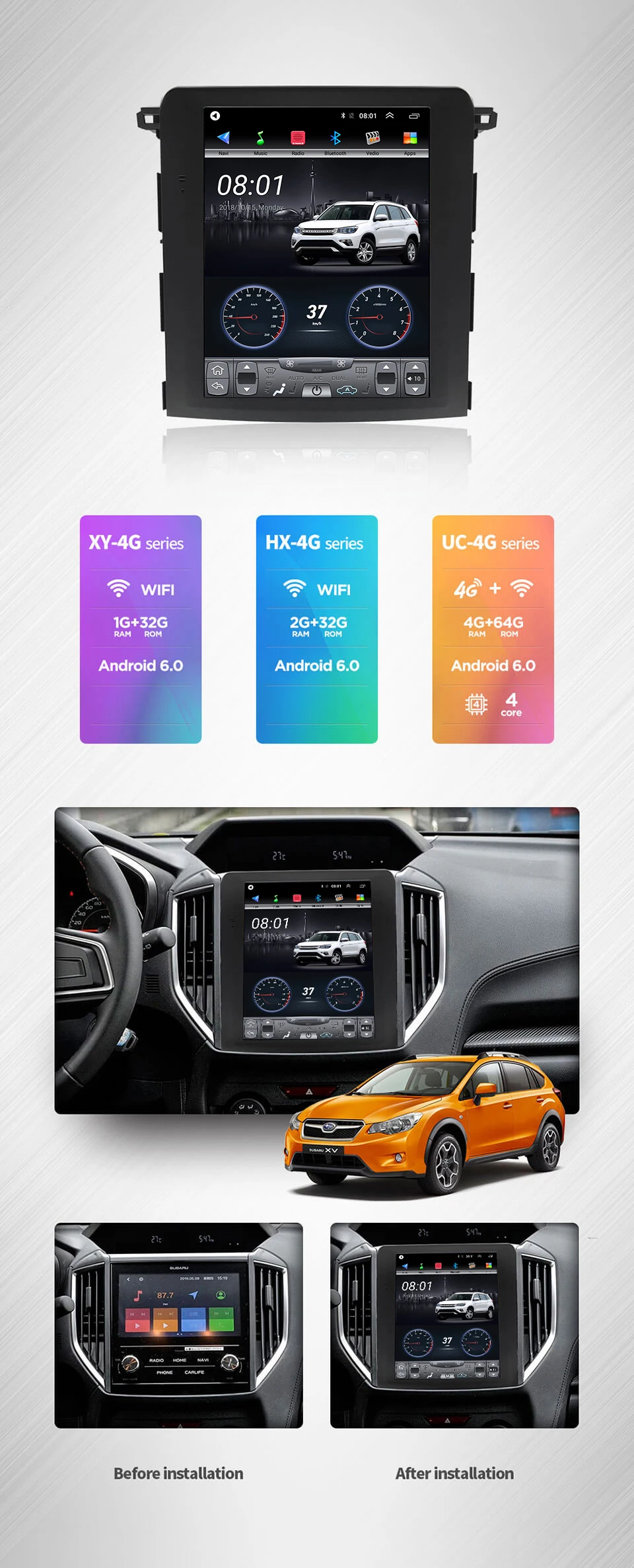4G Lte 64G rom вертикальный экран android система Мультимедиа Видео Радио плеер для Subaru XV Навигация стерео