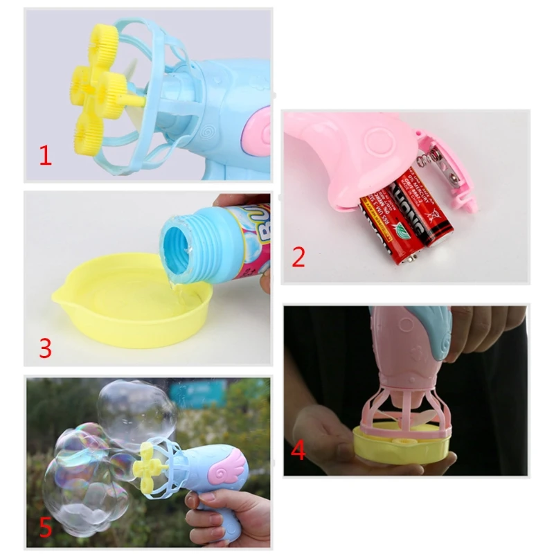 

1PC Colorful Mini Fan Automatic Bubble Maker Bubble Toy Dual Heads Bubble Machine Swimming Pool Outdoor Playing Toy