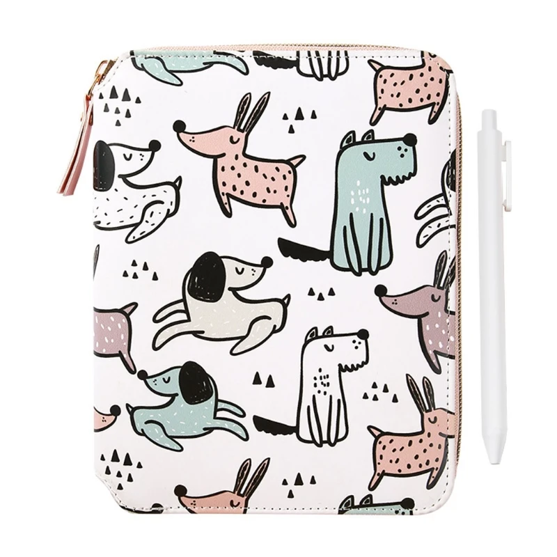 

Cartoon Flower B6 Zipper Notebook Notepad with Pen Set Leather Planner Agenda G88D