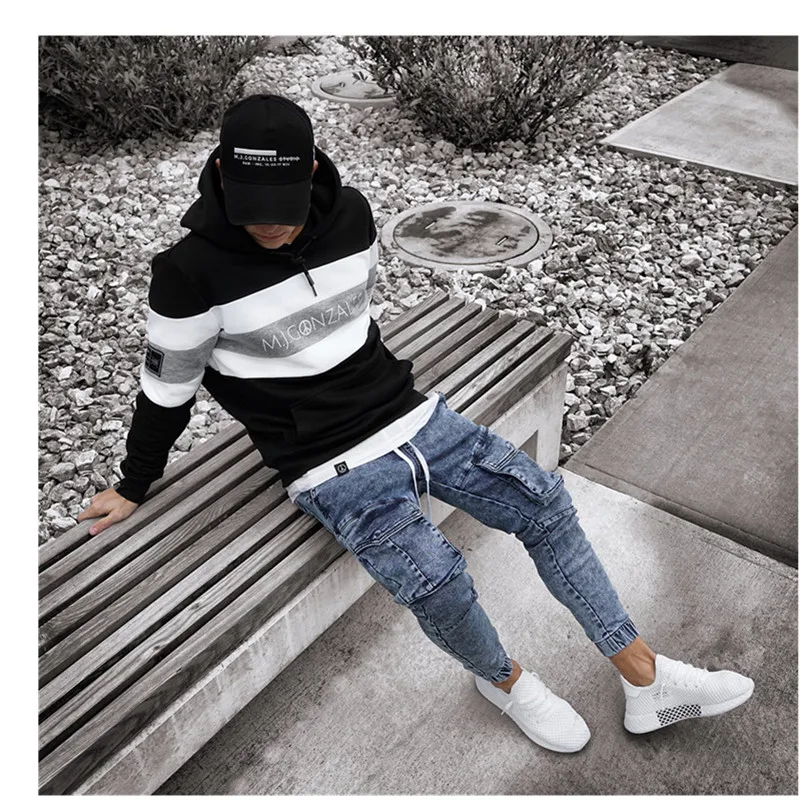 Мужские высокие эластичные узкие байкерские обтягивающие брюки из денима для