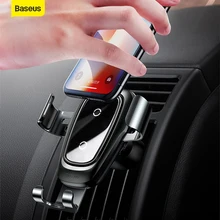 Baseus Qi Wireless Charger Car Phone Holder For iPhone Samsung Huawei Air Vent Mount Phone Car Holder Stand Bracket Car Accesori