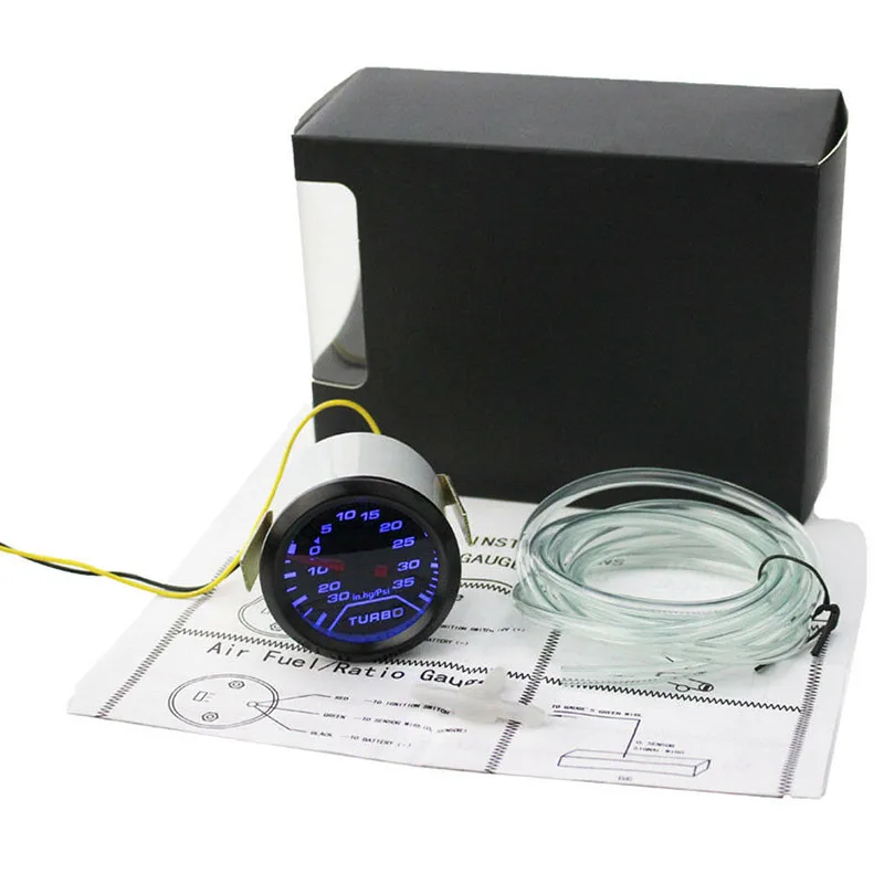 2 дюйма 52 мм Turbo Boost Цифровой синий светодиодный указатель 35 фунтов/кв. дюйм