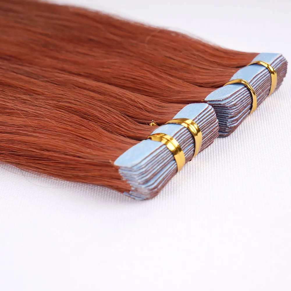 Лента для наращивания волос человеческие волосы медные Красные 100% настоящие Remy