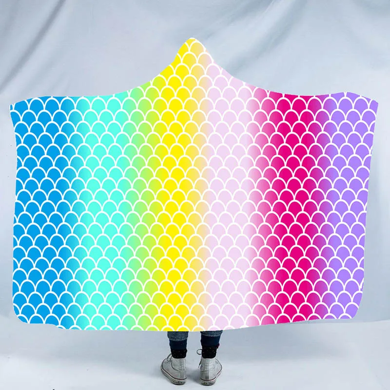 Miglior Moda Stampa Coperta Con Cappuccio Trendy Mermaid Personalizzato Doppio Ispessimento Sport Coperta Domestica Coperta Pigra