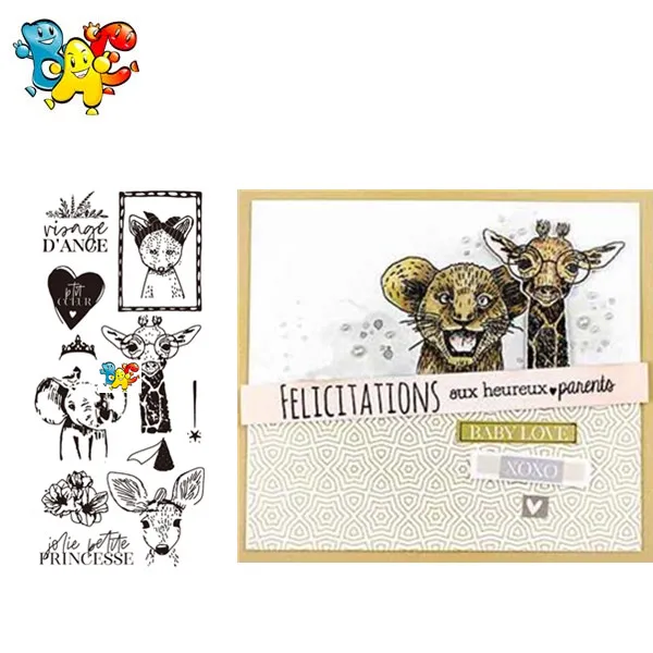 Прозрачные штампы с животными для скрапбукинга/изготовления