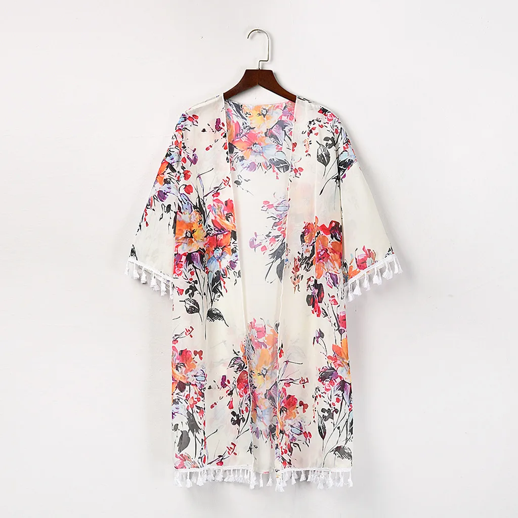 Новые женские шифоновые топы с цветочным принтом кардиган блузка осень 2020