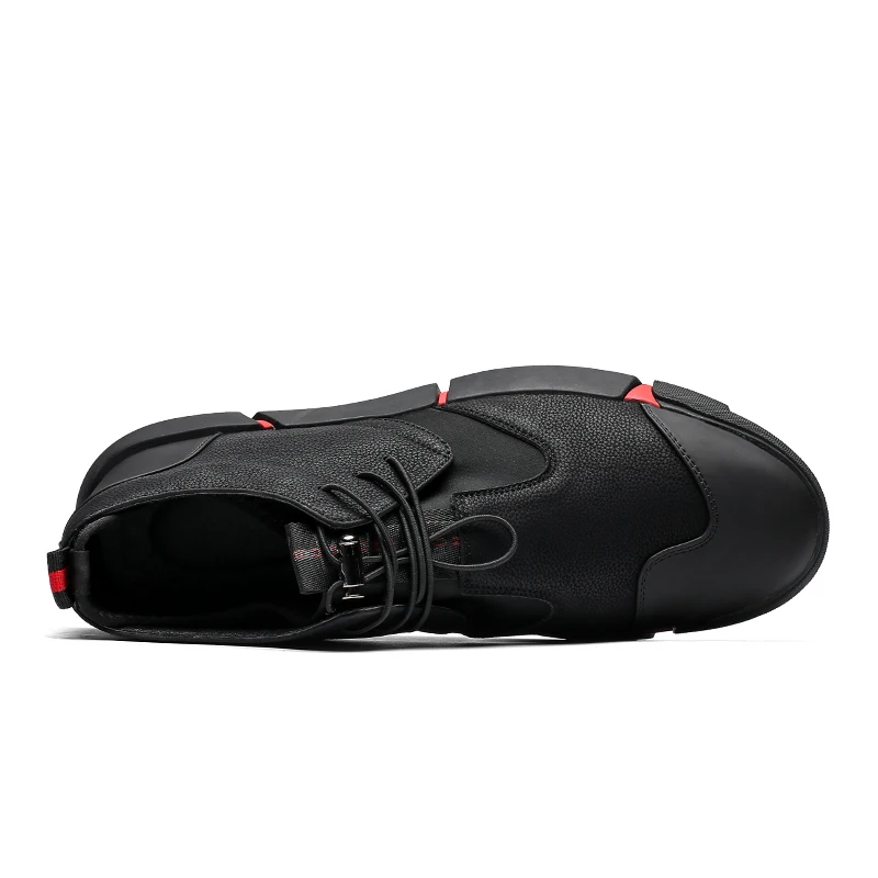 

NEW Brand High quality all Black Men's leather casual shoes Fashion Breathable Sneakers fashion flats running shoes