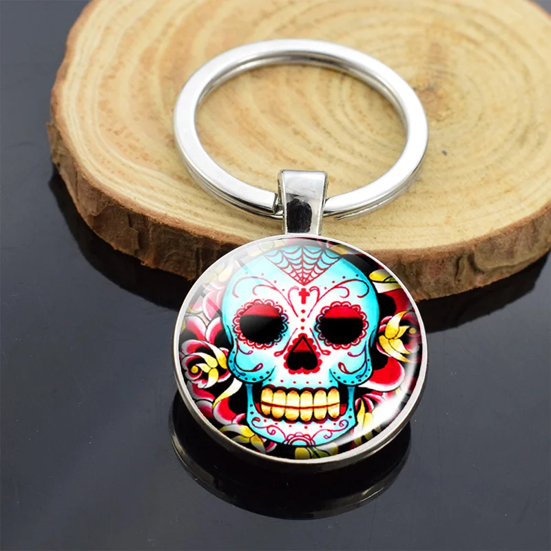 Брелок с двойным лицом брелок черепом из сахара мексиканское народное искусство