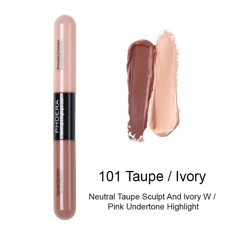 PHOER Brighten Skin Color Double Head Concealer Liquid 5 Long Oil Control Foundation TSLM2 |