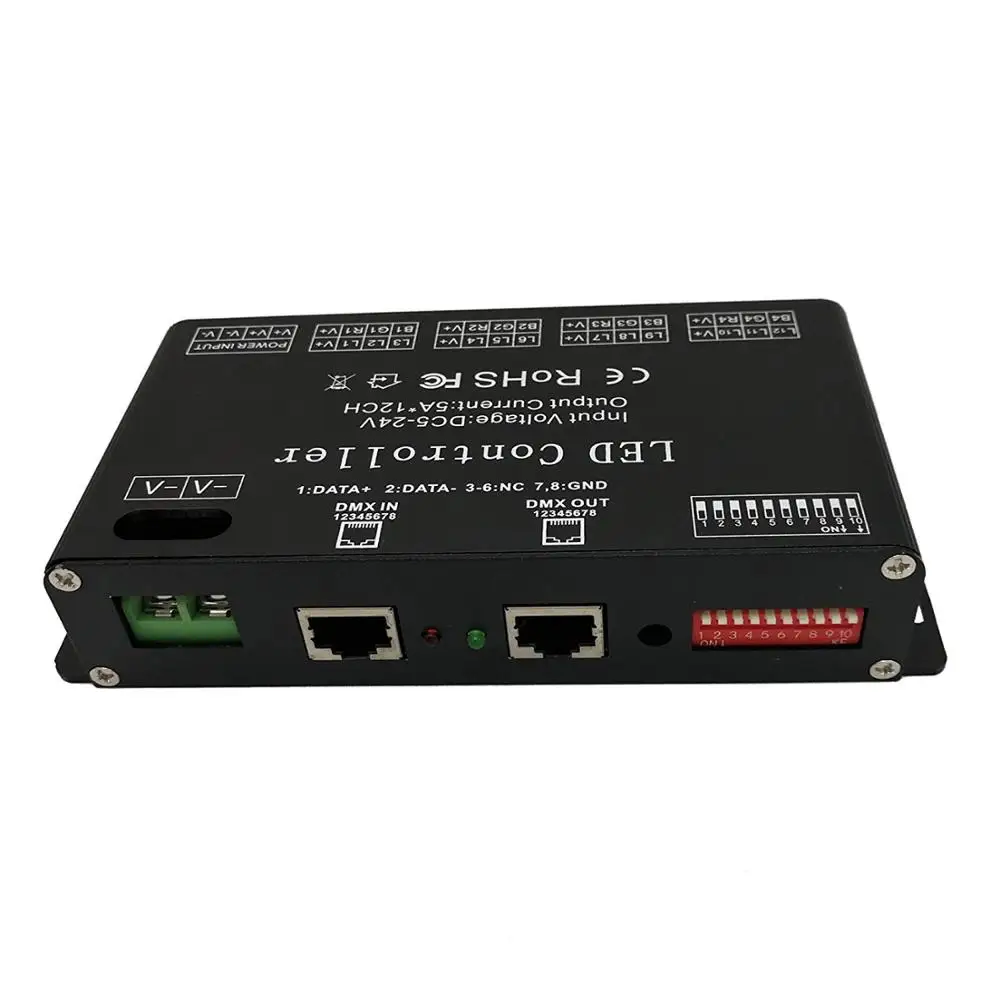 12 канальный декодер DMX RGB светодиодный контроллер 60A DMX512 драйвер диммера для RGBW