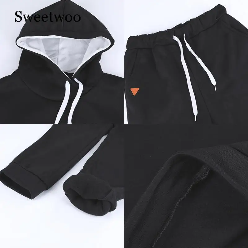 Осенние женские спортивные костюмы из 2 предметов с бархатной толстовкой