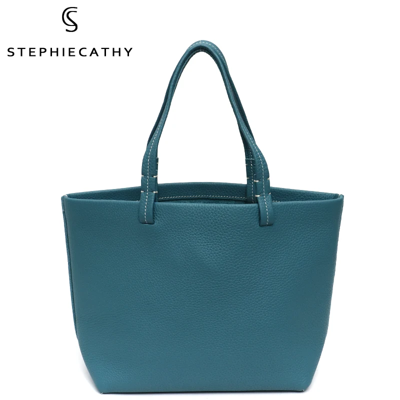 SC Luxury Brand Designer Simple Casual Leather Women Handbags And Purse Medium Totes Bag Female Cowhide Bags Bucket Top handle