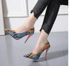 Туфли-лодочки на шпильке 10 см, модель 2020 года, Весенняя пикантная женская обувь на высоком каблуке-шпильке с острым носком и змеиным узором, размеры 34-42