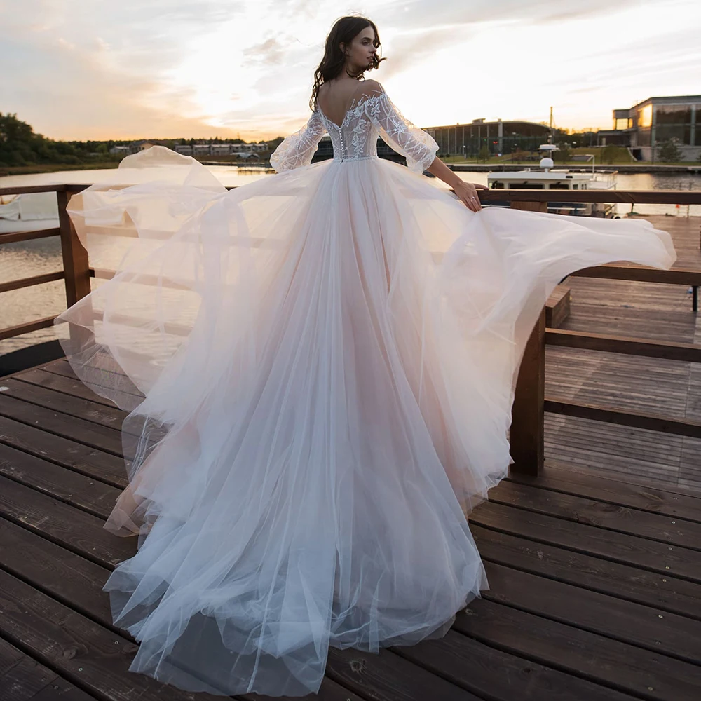 

Boho Wedding Dresses For Women 2020 Beach Country Beading Appliques Lace Bohemian Wedding Bridal Gowns