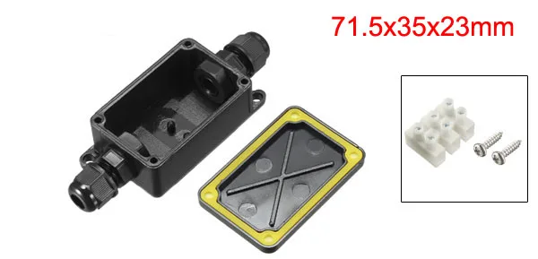 Black 71.5x35x23mm Uxcell водонепроницаемый внутренний, наружный кабель втулка электрическая распределительная коробка с клеммной полосой DIY Защита питания корпус - Цвет: Black 71.5x35x23mm