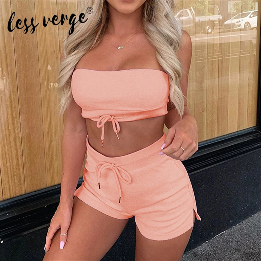 Женский комплект из двух предметов Lessverge однотонный укороченный Топ без бретелек