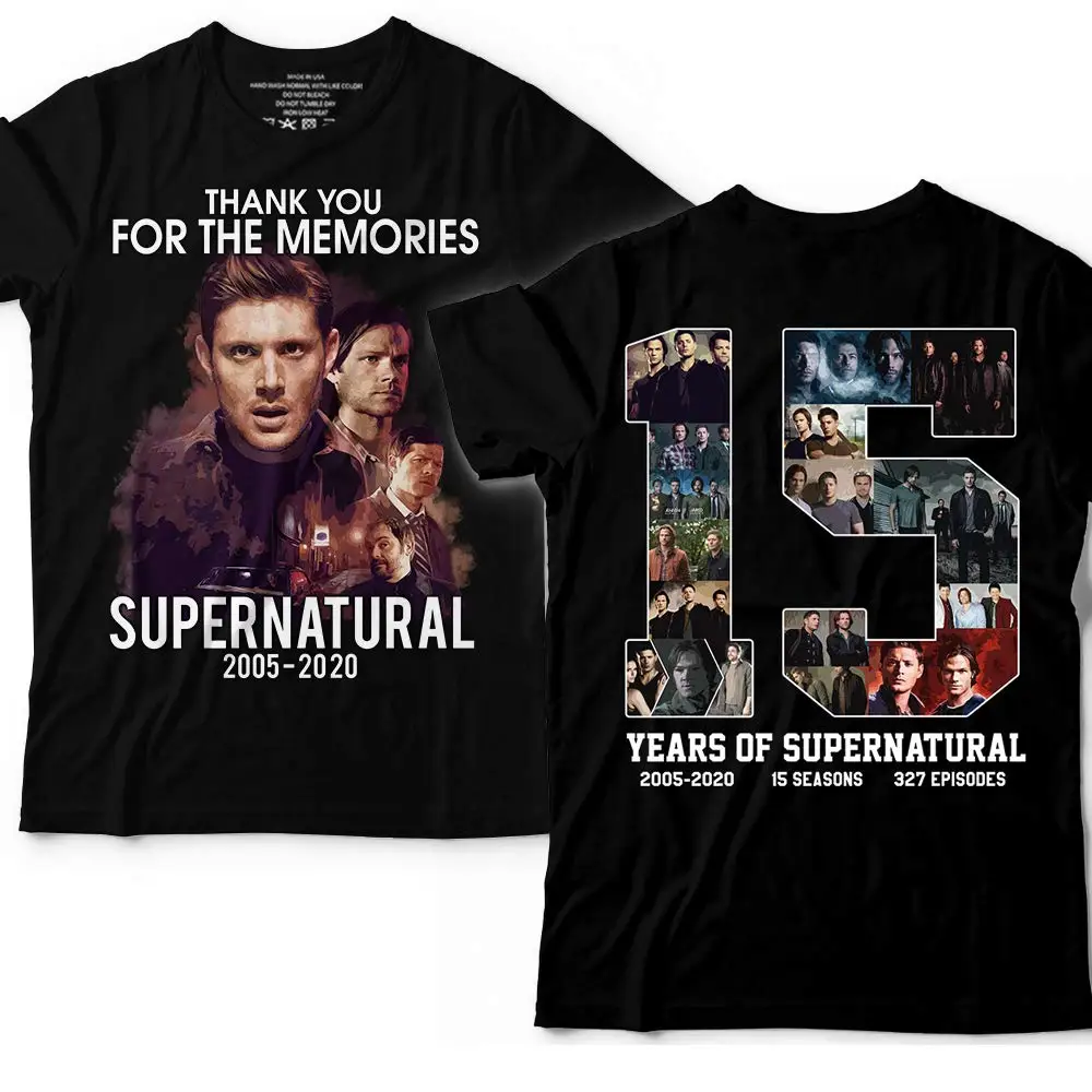 

15 Years of Supernatural 2005-2020 2 Sides Printing Handmade T-Shirt New Design Cotton Male T Shirt Designing Top Tee