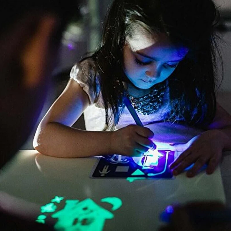1PC A4 A5 LED Luminous Drawing Board Graffiti Doodle Tablet Magic Draw With Light-Fun Fluorescent Pen Educational Toy | Канцтовары для