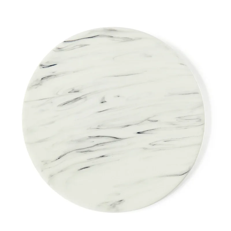 Круглая мраморная керамическая тарелка 15 см коврик изолированная костяная