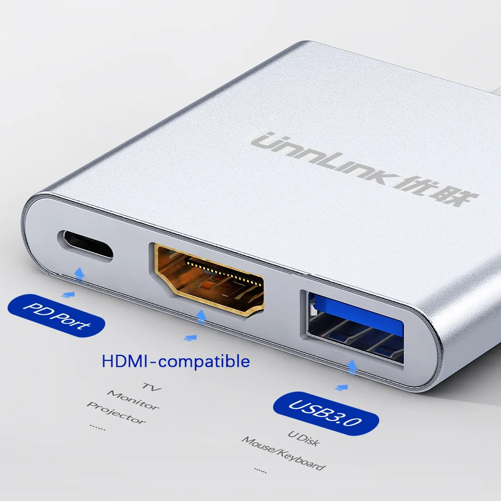 Unnlink usb концентратора типа C USB 3 0 совместимому с HDMI SD TF 5 m Jack 1000 Мбит/с RJ45 PD зарядки VGA