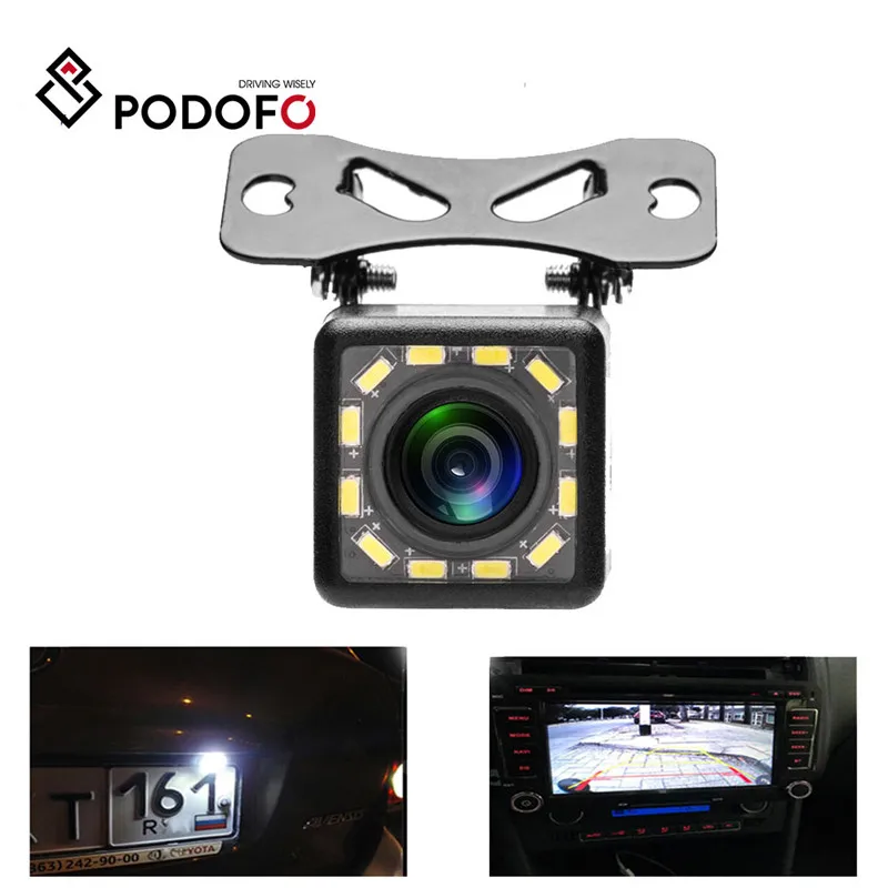 

Автомобильная камера заднего вида Podofo, широкоугольная HD CCD 12 светодиодный, ночное видение, парковочная камера заднего вида s, Стайлинг автомобиля, водонепроницаемая резервная камера
