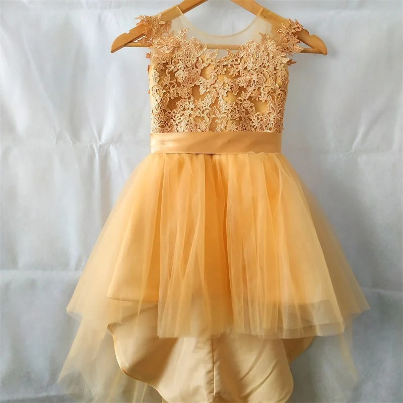 Платье с цветочным рисунком для девочек короткое спереди и сзади свадьбы дня