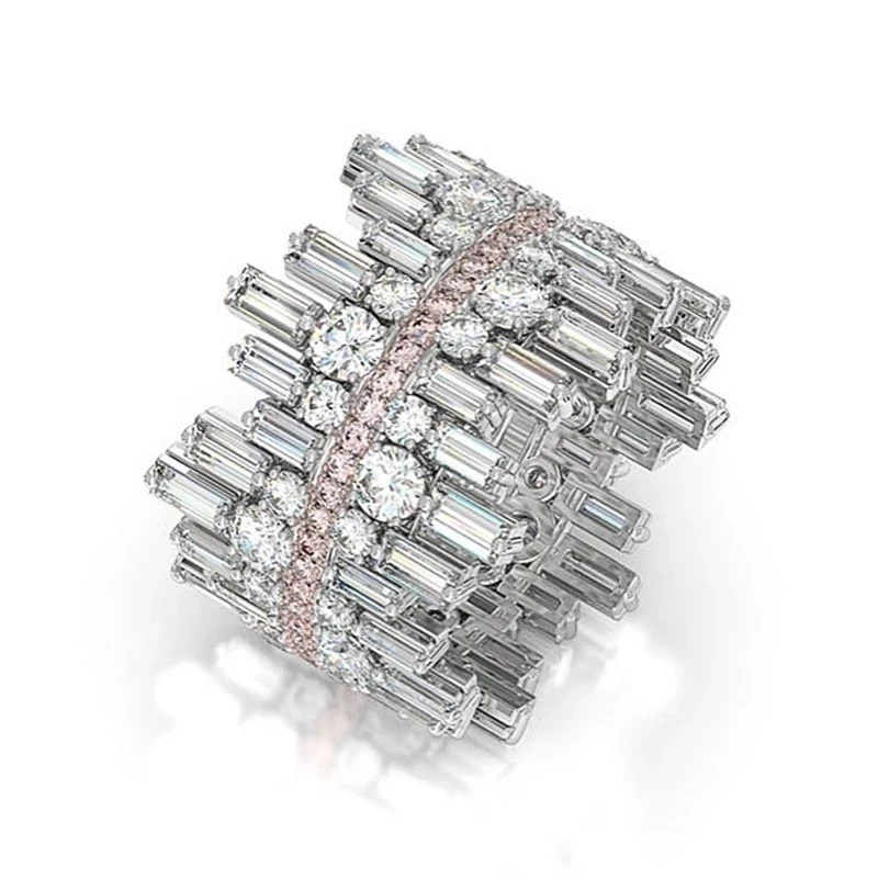 

Light Luxury Exaggerated Geometric Shape Silver Color Women Rings Fashion Street Shot Ring Party Jewelry