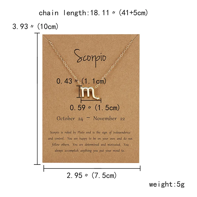Scorpio 10 видов стилей, модное ювелирное изделие, женское ожерелье с кулоном, кошачьи ушки, крылья ангела, птица, животный круг, геометрическое очарование, цепочки на ключицы, воротник - Окраска металла: Scorpio