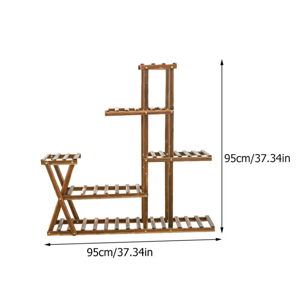 

1Pc Wooden Flowerpot Rack Balcony Flowerpot Holder Multi-layer Bonsai Stand