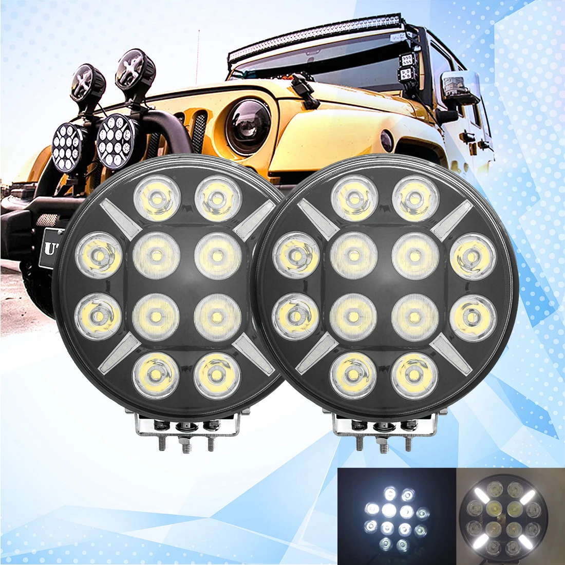 1 PCS 9 Inch 120W Offroad Light Wrangler Front Bumper Headlight Car LED Work Lights Engineering Inspection Lights 12V 24V 4WD