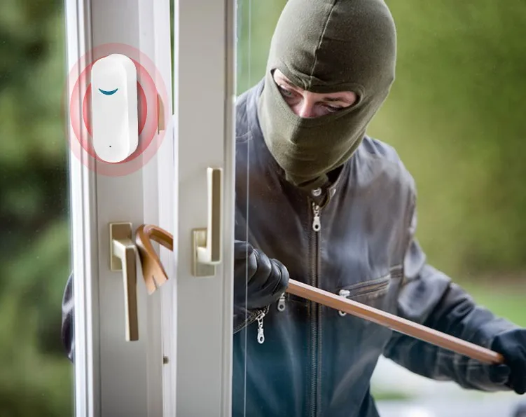 Смарт-детекторы окон Tuya, открытая/Закрытая сигнализация безопасности, совместимая с приложением Alexa Google Home Tuya