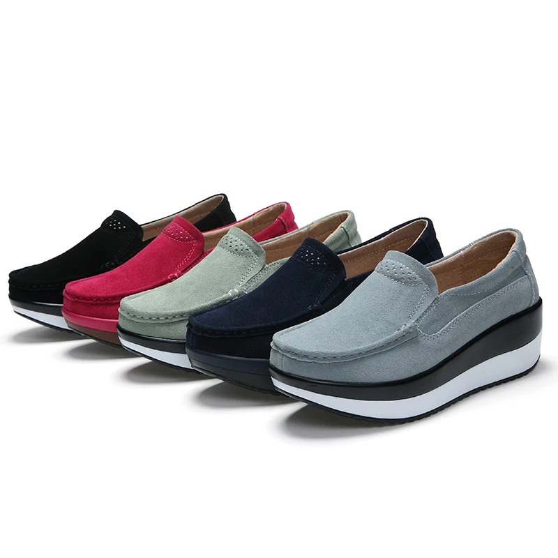 Женская обувь на плоской подошве Лоферы платформе без шнуровки Женские Кожаные