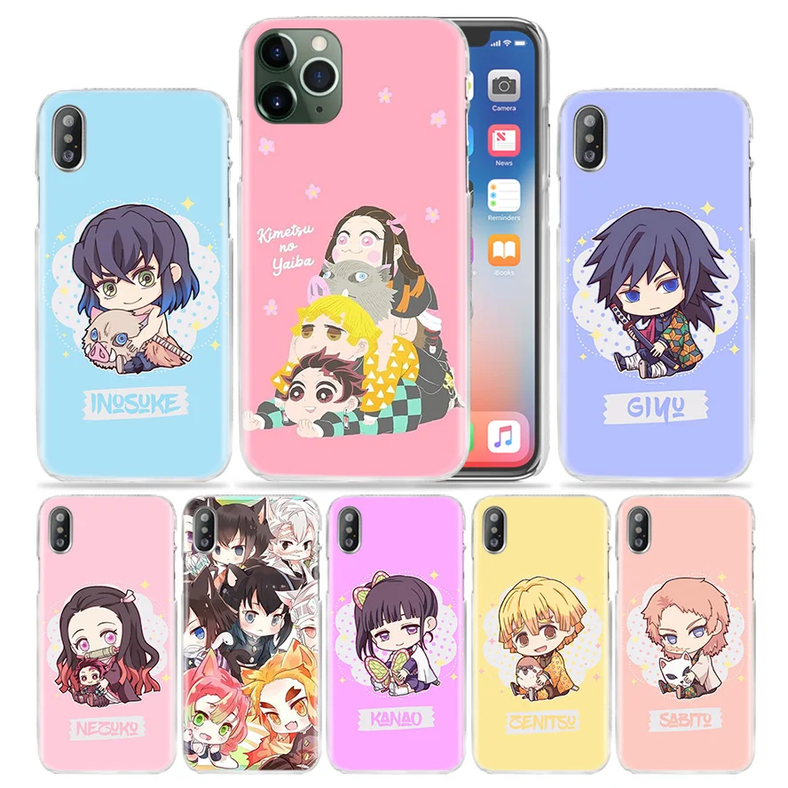 

Cartoon Demon Slayer Kawaii Case for Apple iPhone 11 7 6S Plus XR 12 11 Pro Max X 6 5 5S SE XS Max 8 Hard PC Phone Coque