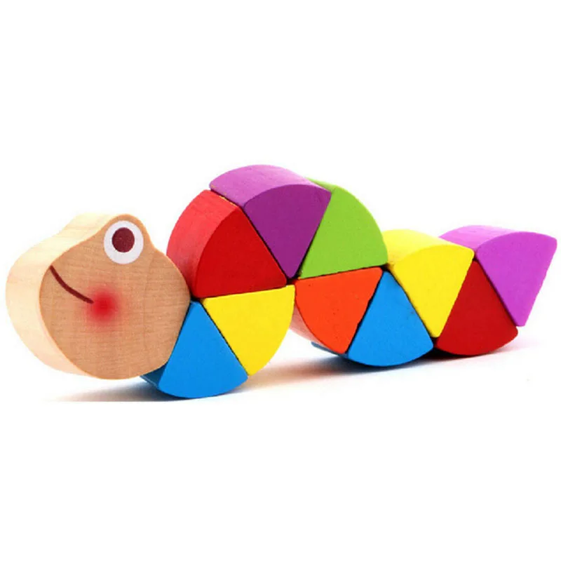 Colorful Wooden Worm Puzzles Kids Learning Educational Didactic Baby Development Toys Fingers Game for Children Montessori Gift