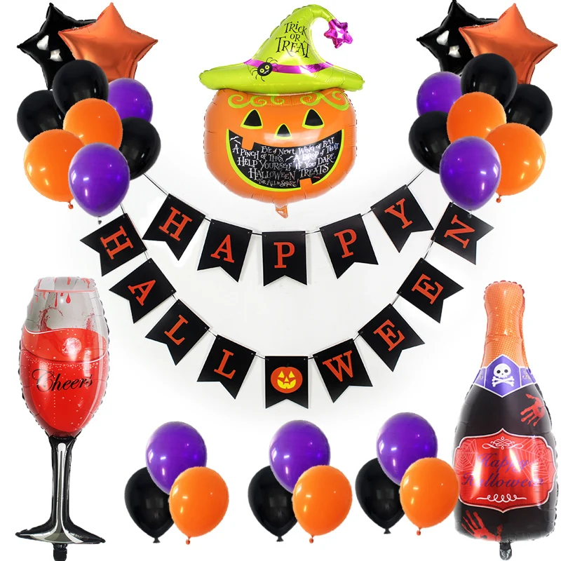 

Хэллоуин воздушный шар в виде тыквы украшения бутылки вина Стекло Фольга воздушные шары Надувные игрушки Globos Счастливого Хэллоуина вечерн...