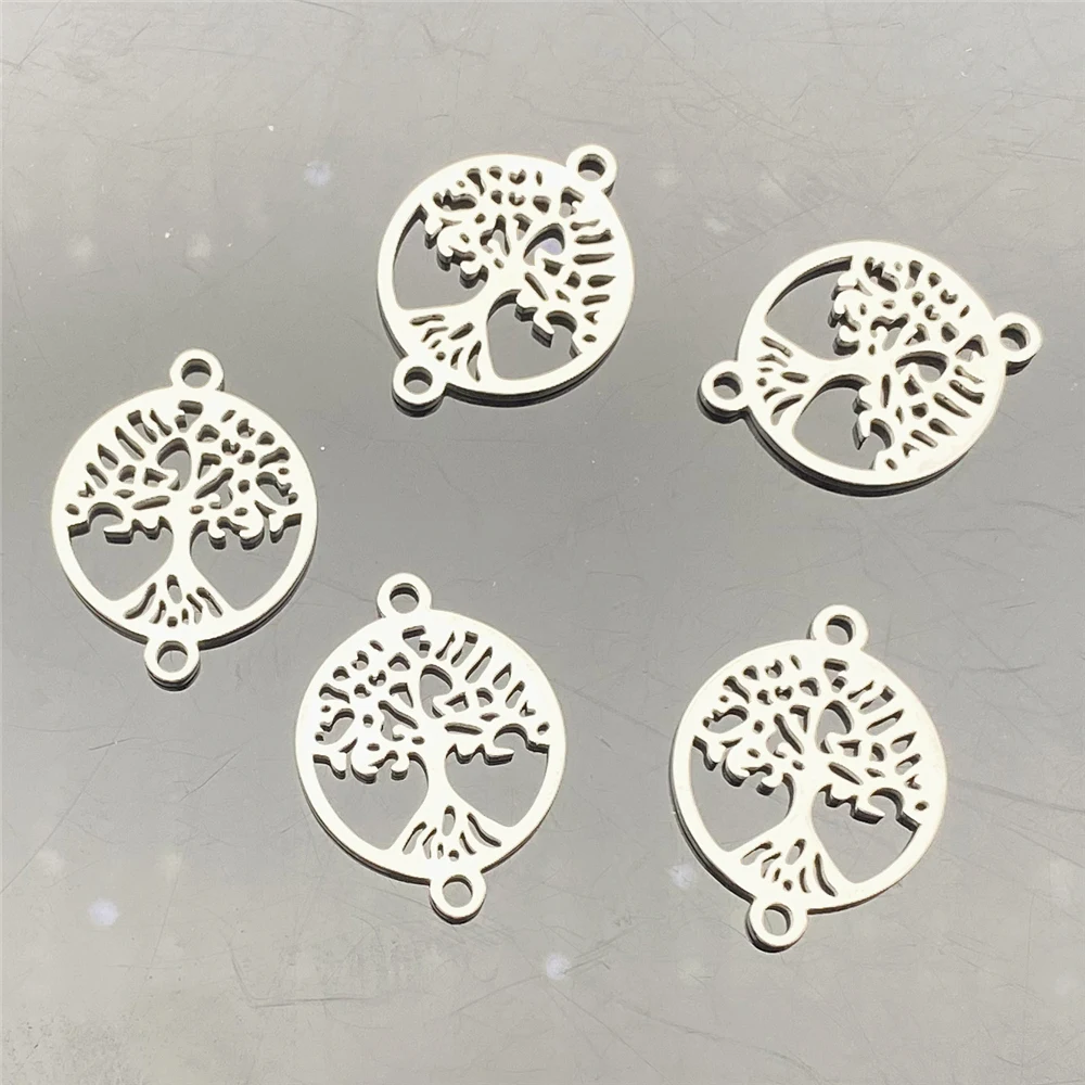 

5pcs 17*23m Strong Life Peace Tree Charm Diy Connector Stainless Steel Never Fade Handmade Bracelet Charm Jewelry Diy Making