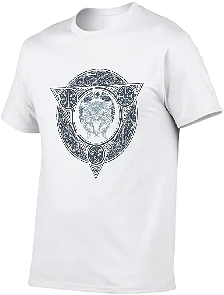 

Crew Neck Men's Graphic T-Shirt Viking Wolf Knot Nordic Mythology Print Unique Street Shirt